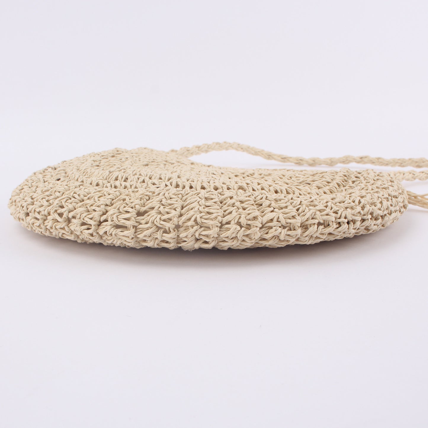Women's Hand Crocheted Round Straw Tassel Crossbody Woven Bag