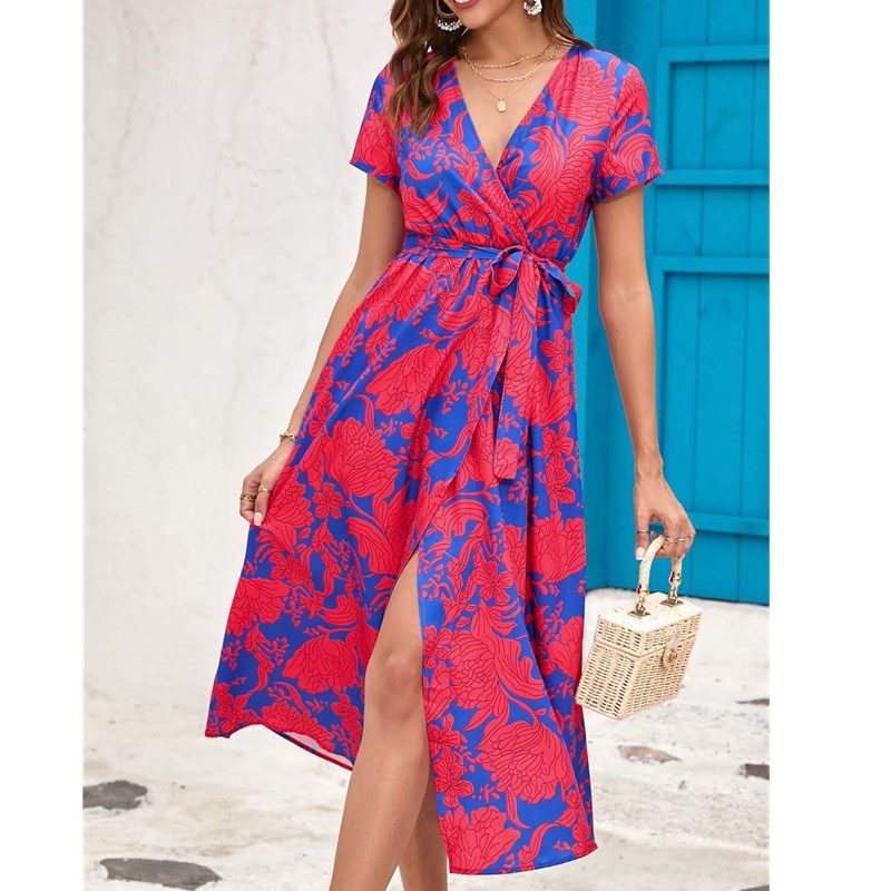 Beautiful Short Sleeved Printed Dress