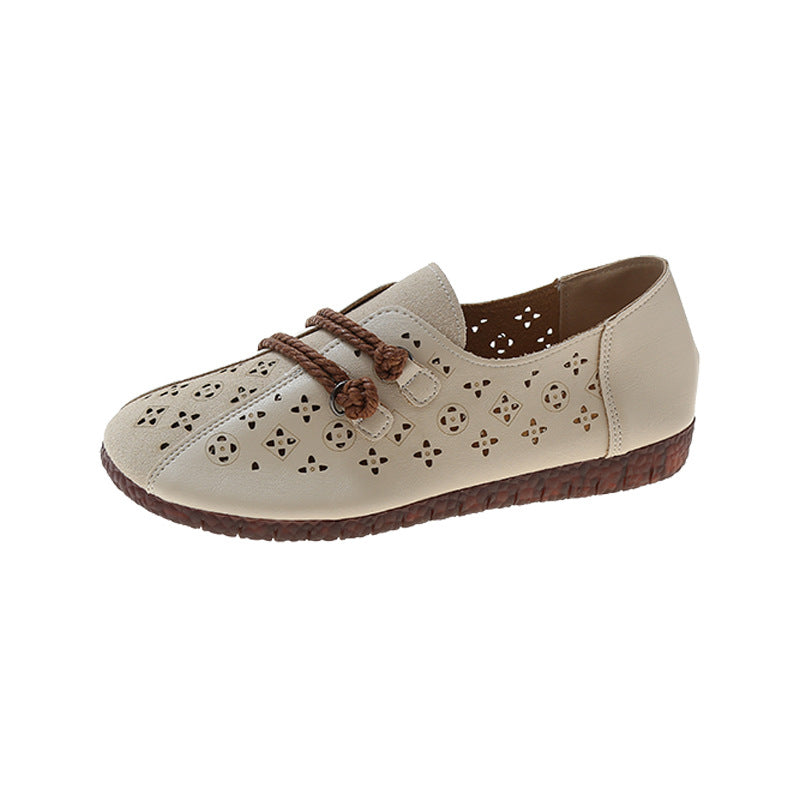 Retro Ethnic Style Buckle Hollowed Out Shoes For Women