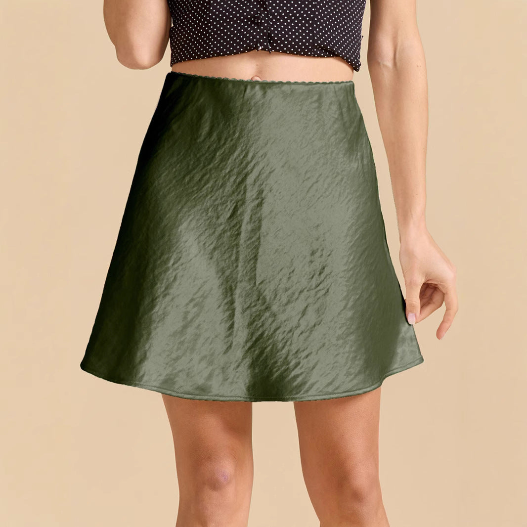 Womens Lace-trimmed Satin Skirt With A Textured Finish