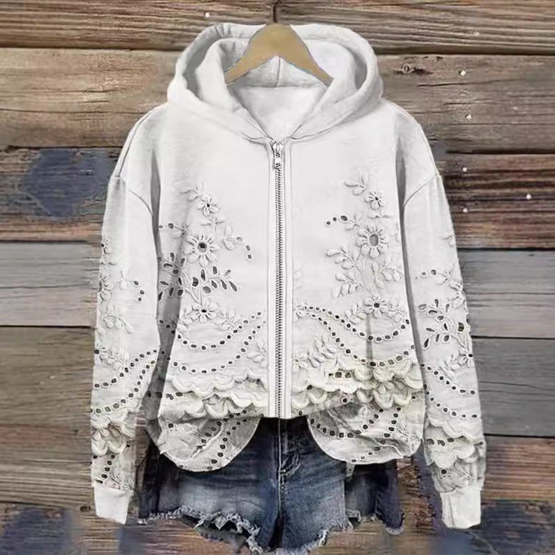 Casual Digital Printing Hooded Women's Sweater