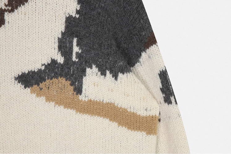 Men's Trendy Japanese Jacquard Loose Round Neck Sweater