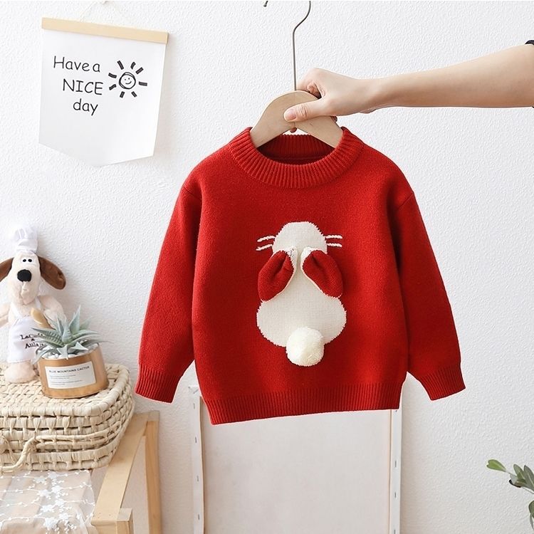 Girls' Knitted Thickened Integral Velvet Sweater