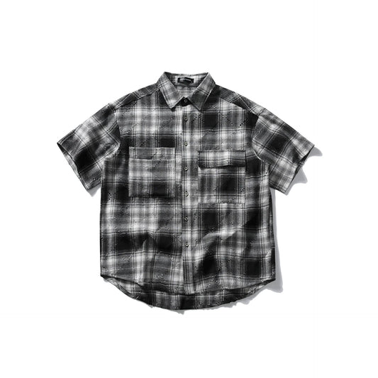 Summer Japanese Retro Artistic Yuppie Cut Short Sleeve Plaid Shirt