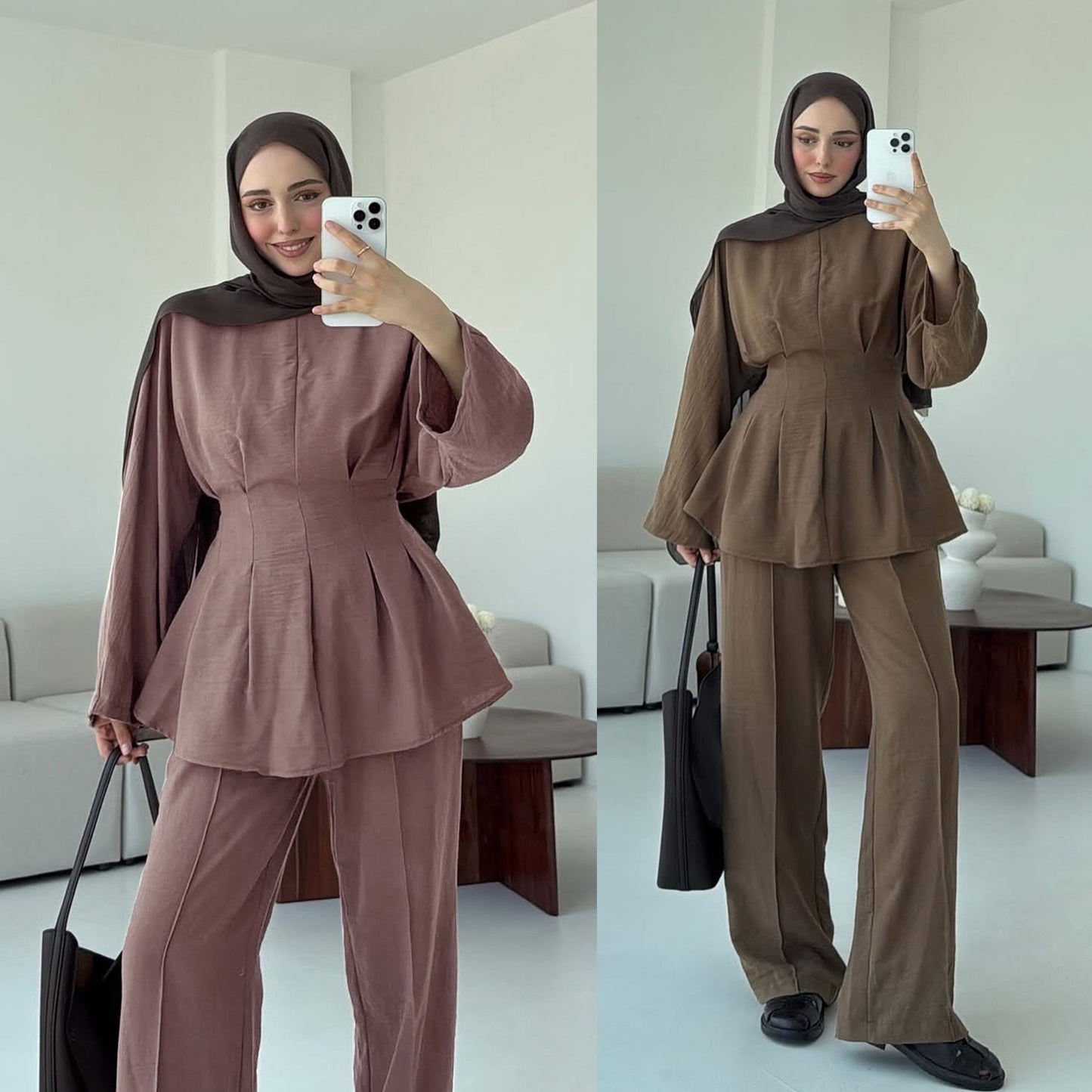Fashion Solid Color Top Pants Two-piece Set