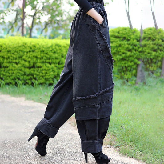 New AutumnWinter Thickened Wide-Leg Denim Jeans For Women