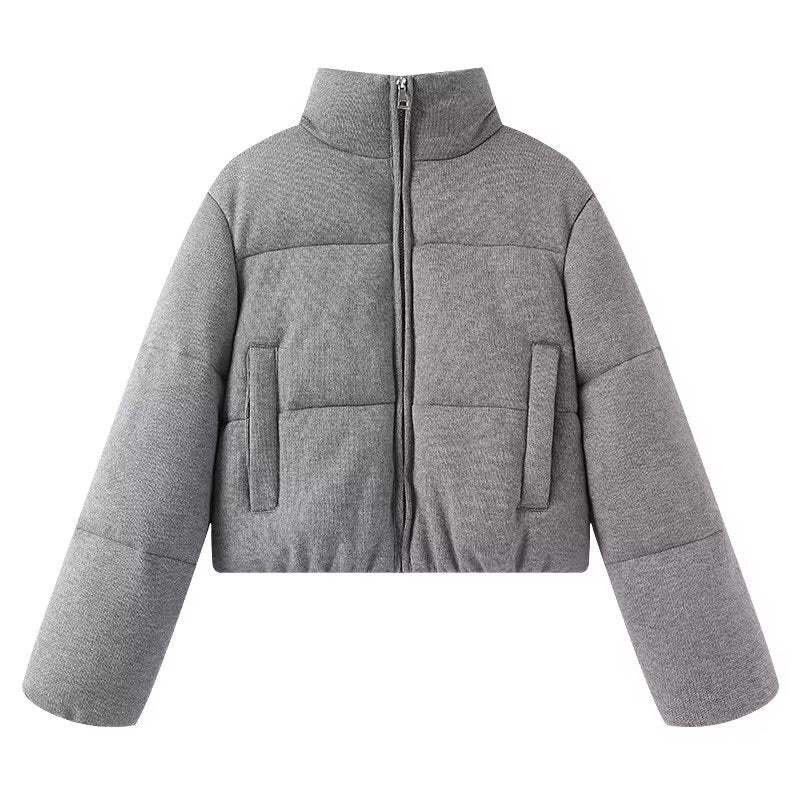 New Womens Knitted Fabric Stand-collar Thermal Cotton Coat