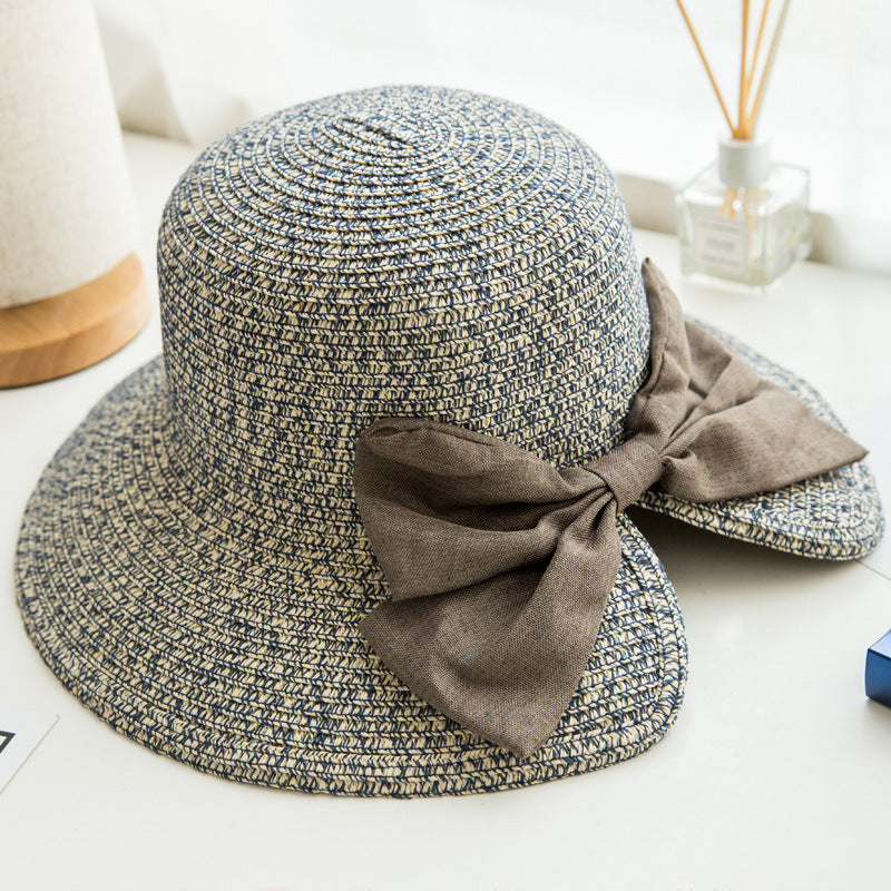 Parent-child Versatile Women's Bow Slit Straw Hat
