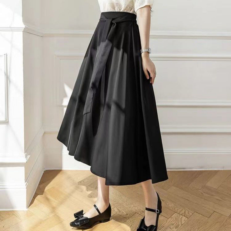 Line Skirt Draping Large Hem Mid-length Skirt