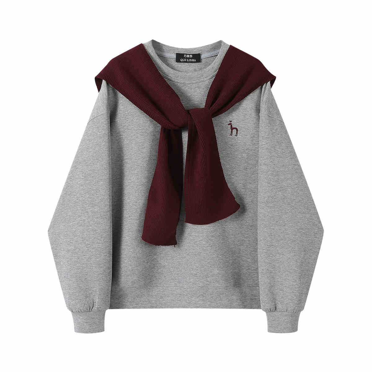 Round Neck Loose Sweatshirt Coat Women's Top