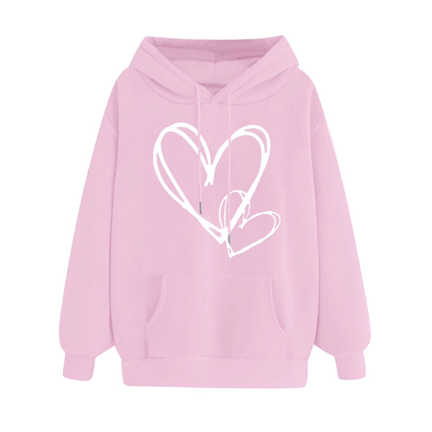 Women's Long-sleeved Hooded Heart Printing Couple's Shirts
