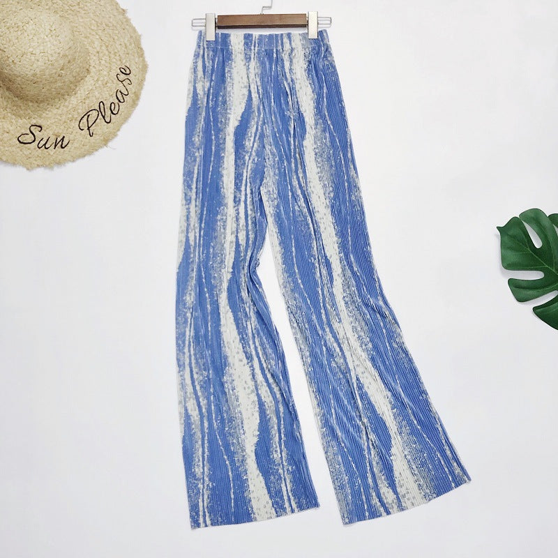Spring And Summer Women's Wide-legged Pants High Waist Pleated