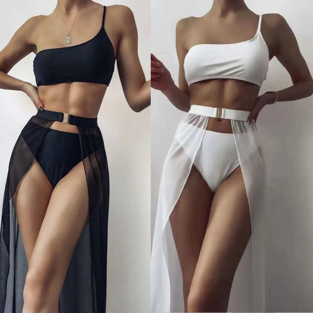 Women's Fashion Casual Solid Color Split Three-piece Suit