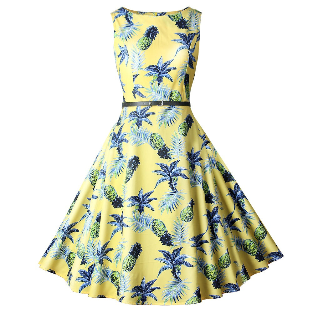 1950s Retro-Style Flapper Dress With A Festive Print