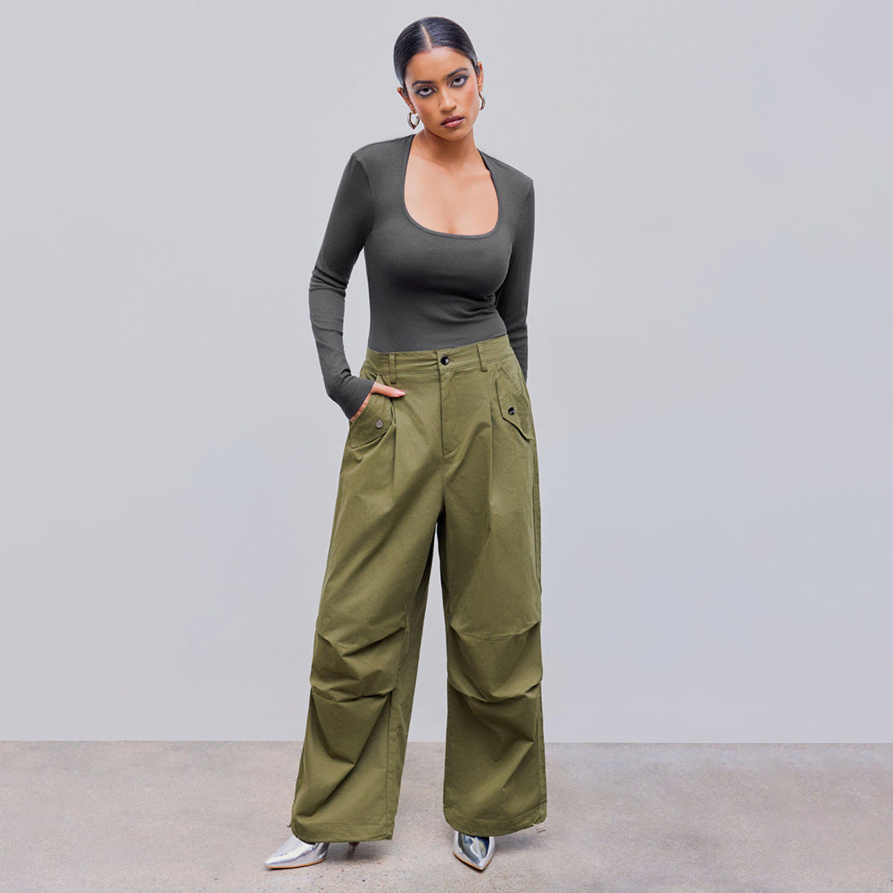 European And American Trend Minimalist Style Jumpsuit For Autumn And Winter Comfortable Abdominal Wear Base Top