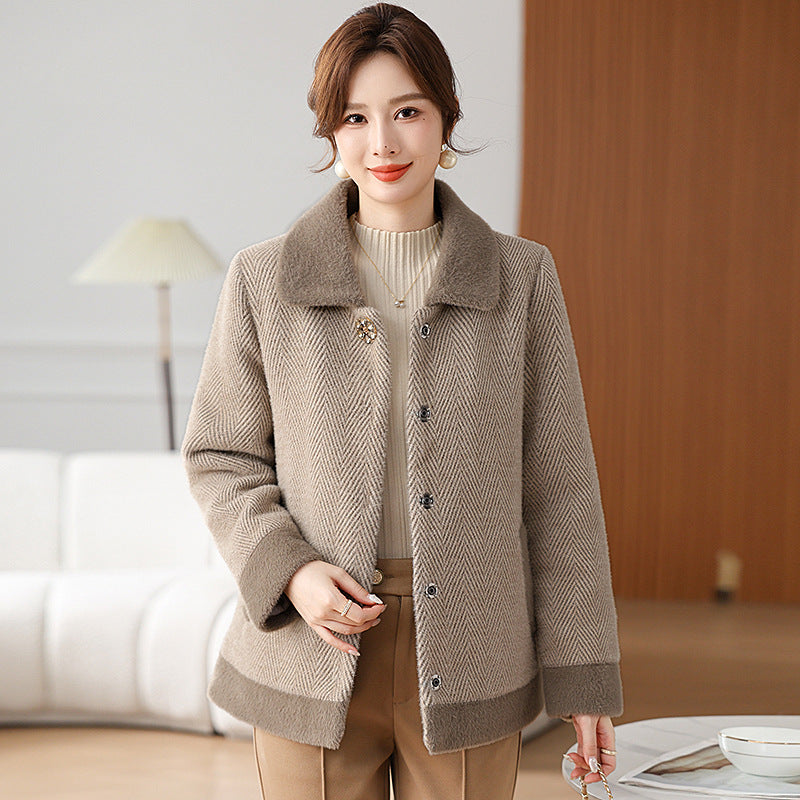 Mom Clothes Fleece Padded Coat Middle-aged And Elderly Women's Cotton-padded Jacket