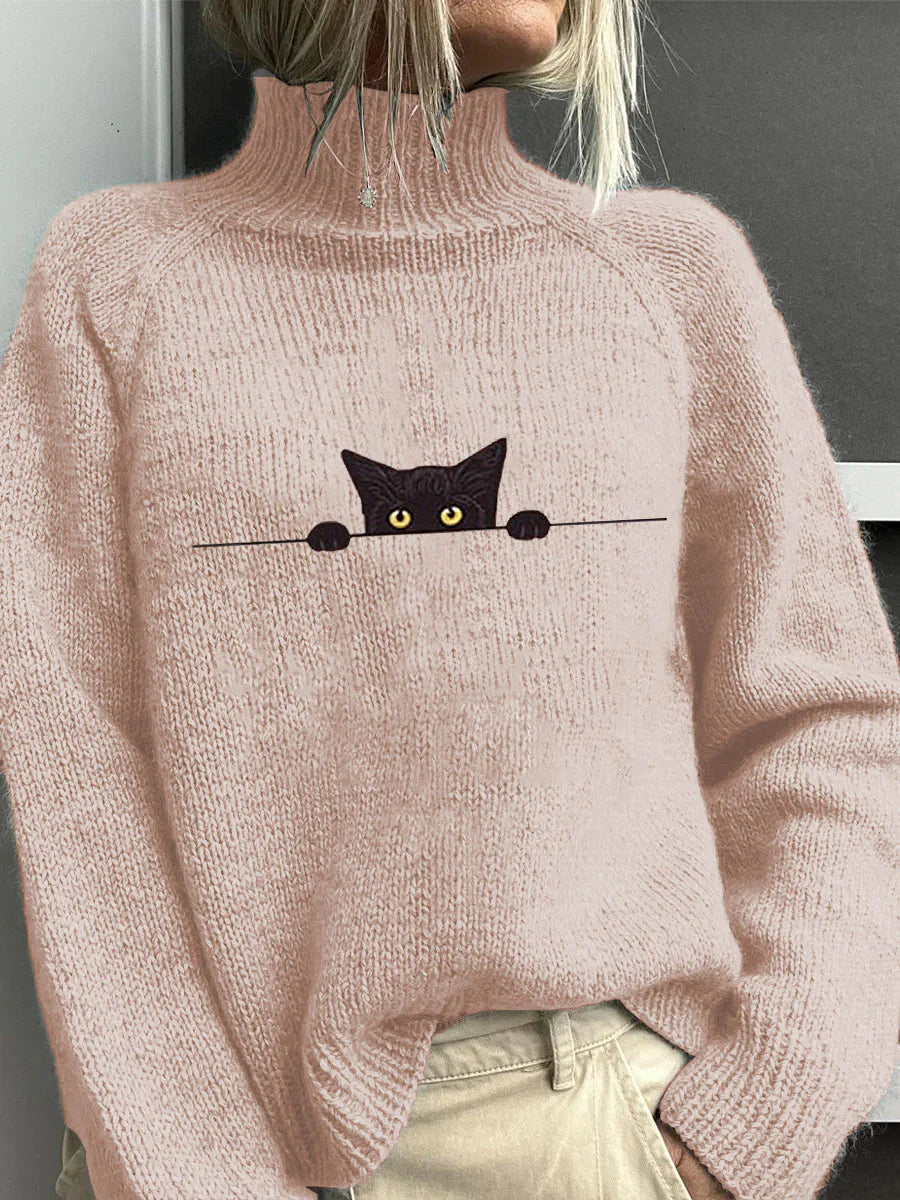 AutumnWinter Christmas Long-Sleeve Turtleneck Hoodie With Lapel Collar