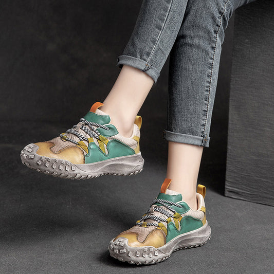 Round Toe Contrast Casual Shoes Are Versatile And Low Cut