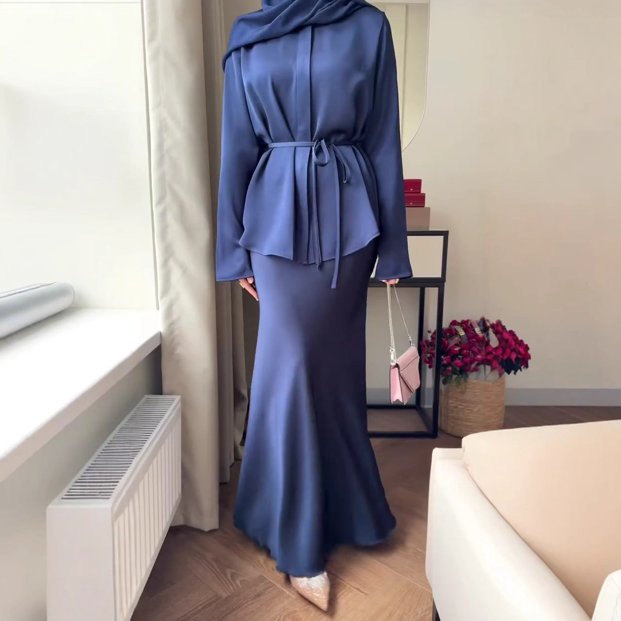 Versatile Buttoned Jacket And Sheath Skirt Set For Women