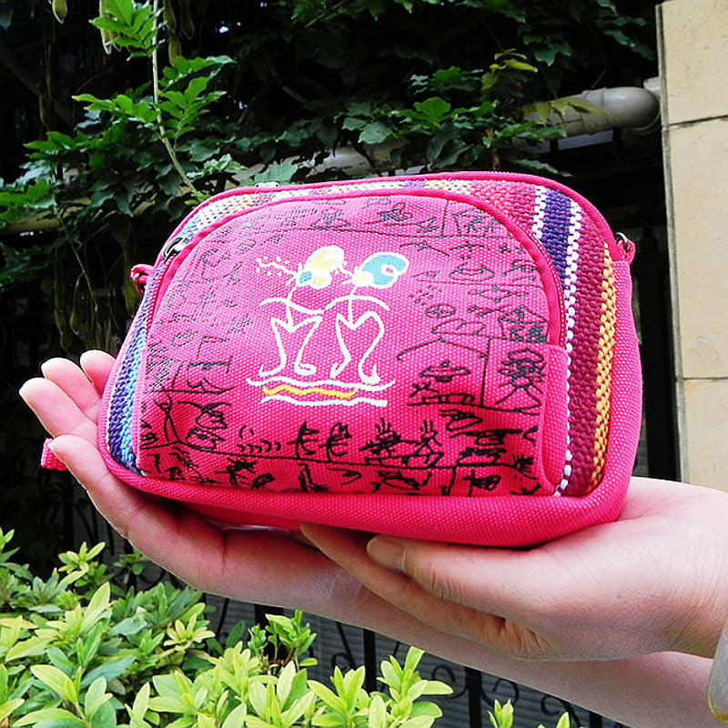 Multifunctional Fabric Printed Canvas Shoulder Crossbody Bag