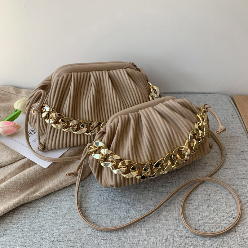 Solid Color Pleated Texture Bag Shoulder Bag Messenger Bag
