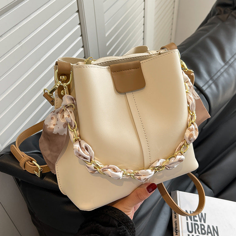 Enkle Håndtasker til Kvinder Skuldertaske Spandtaske Kæde Mode Tekstureret Messenger Bag