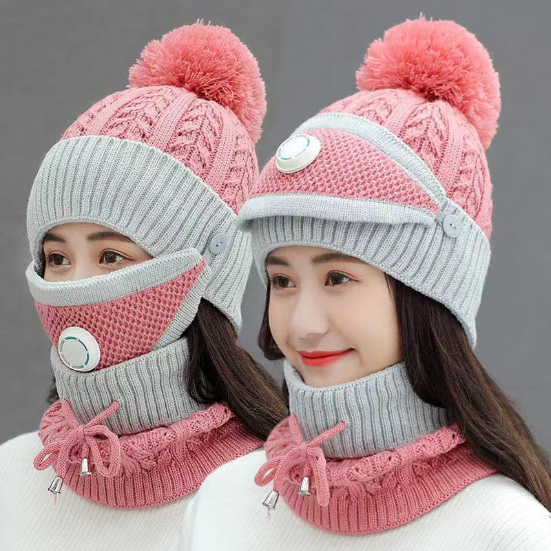New Women's Fleece Thickened Warm Knitted Wool Hat