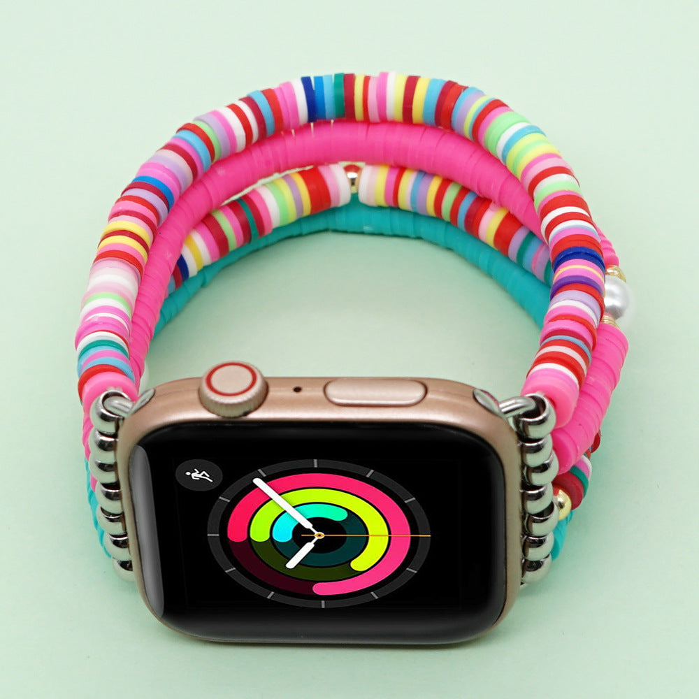 Boho Rainbow Clay Watch Strap Male Interface