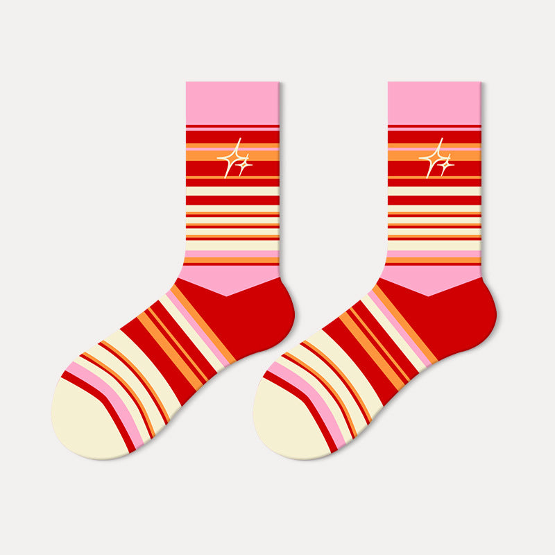 Dopamine Color Horizontal Stripes Tube Socks