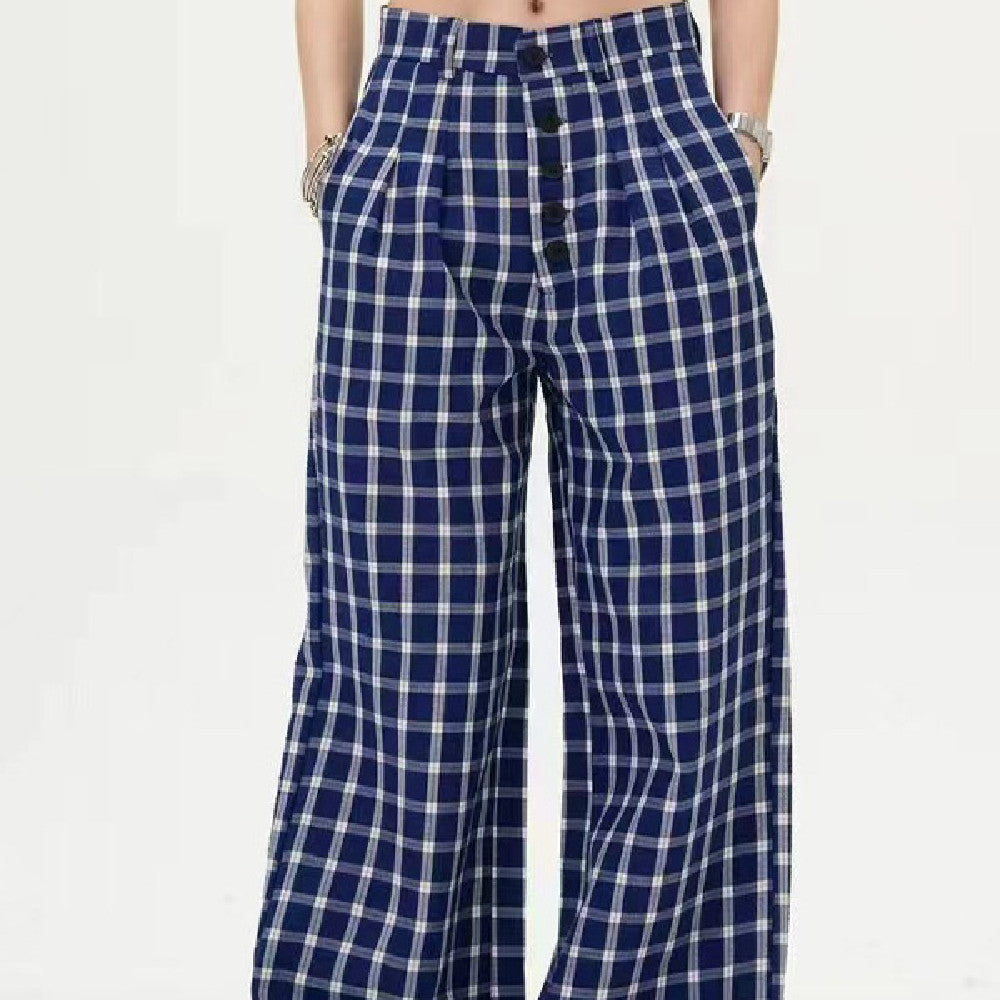 Women's Plaid Fashion Straight Loose Pants