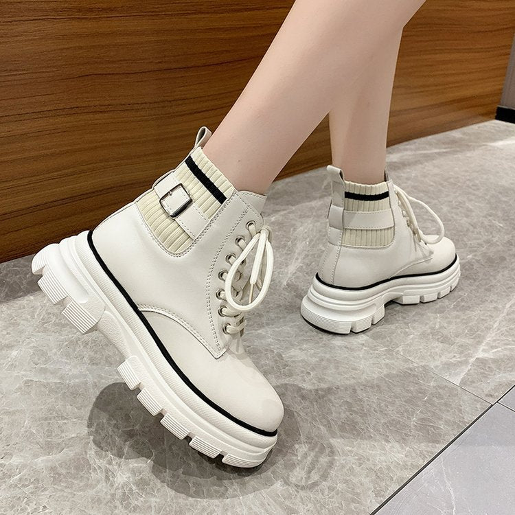 Lace Up Ankle Boots British Style Round Toe Casual