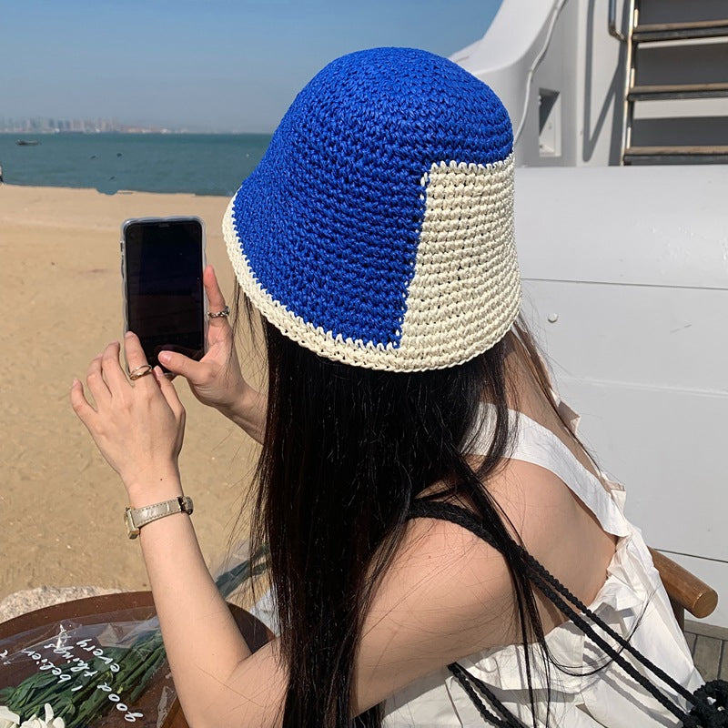 Hollow And Breathable In Summer Blue Panel Bucket Hat