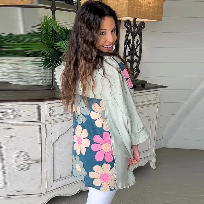 Fashion Floral Patchwork Long Sleeve