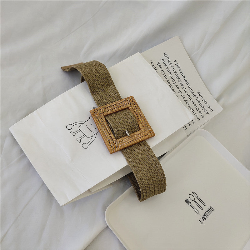 Woman buckle elastic belt