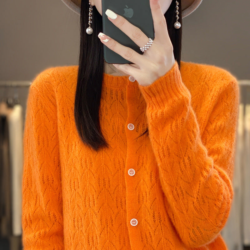 Slimming Round Neck Sweater Coat Women's Top