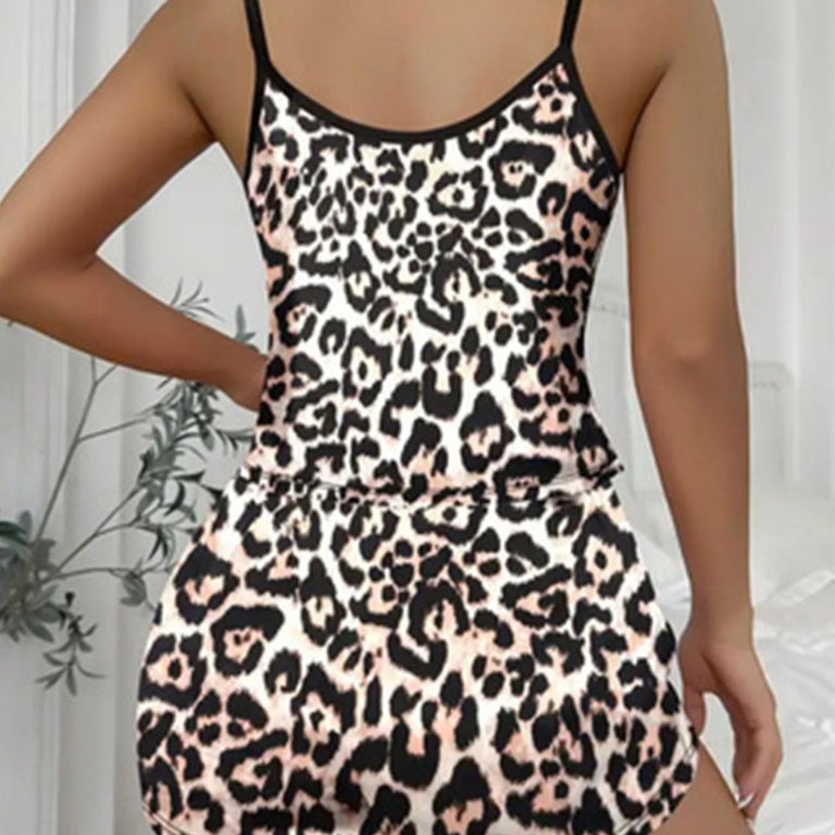 Women's Home Leopard Print Sling 2-piece Set