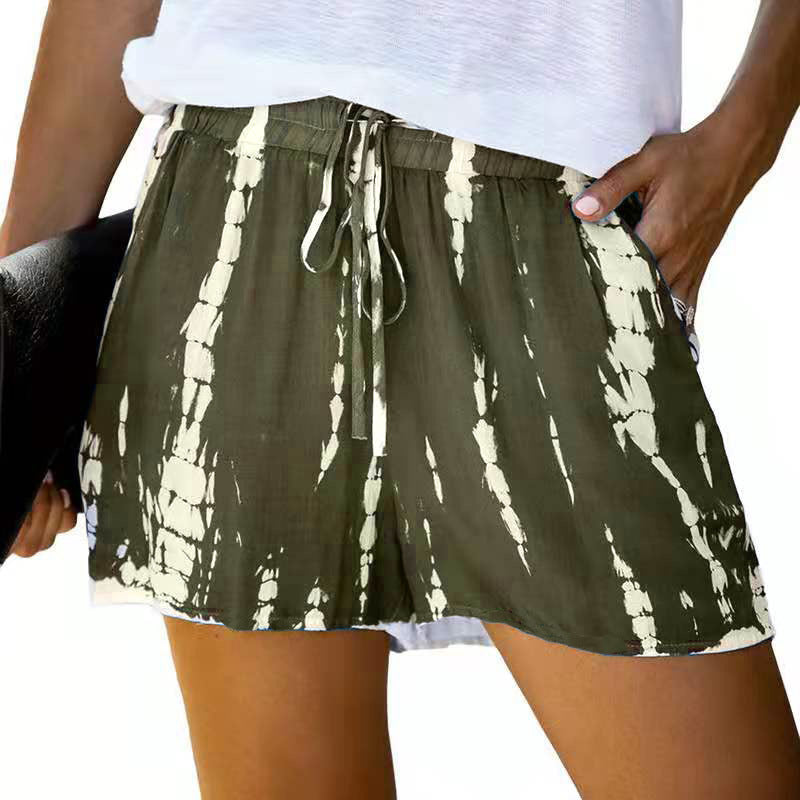 Summer European And American Tie-dye Striped Wide-leg Shorts