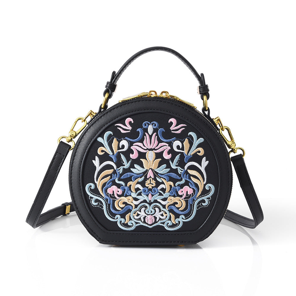 Literary Shoulder Bag National Style Small Crossbody Round Bag