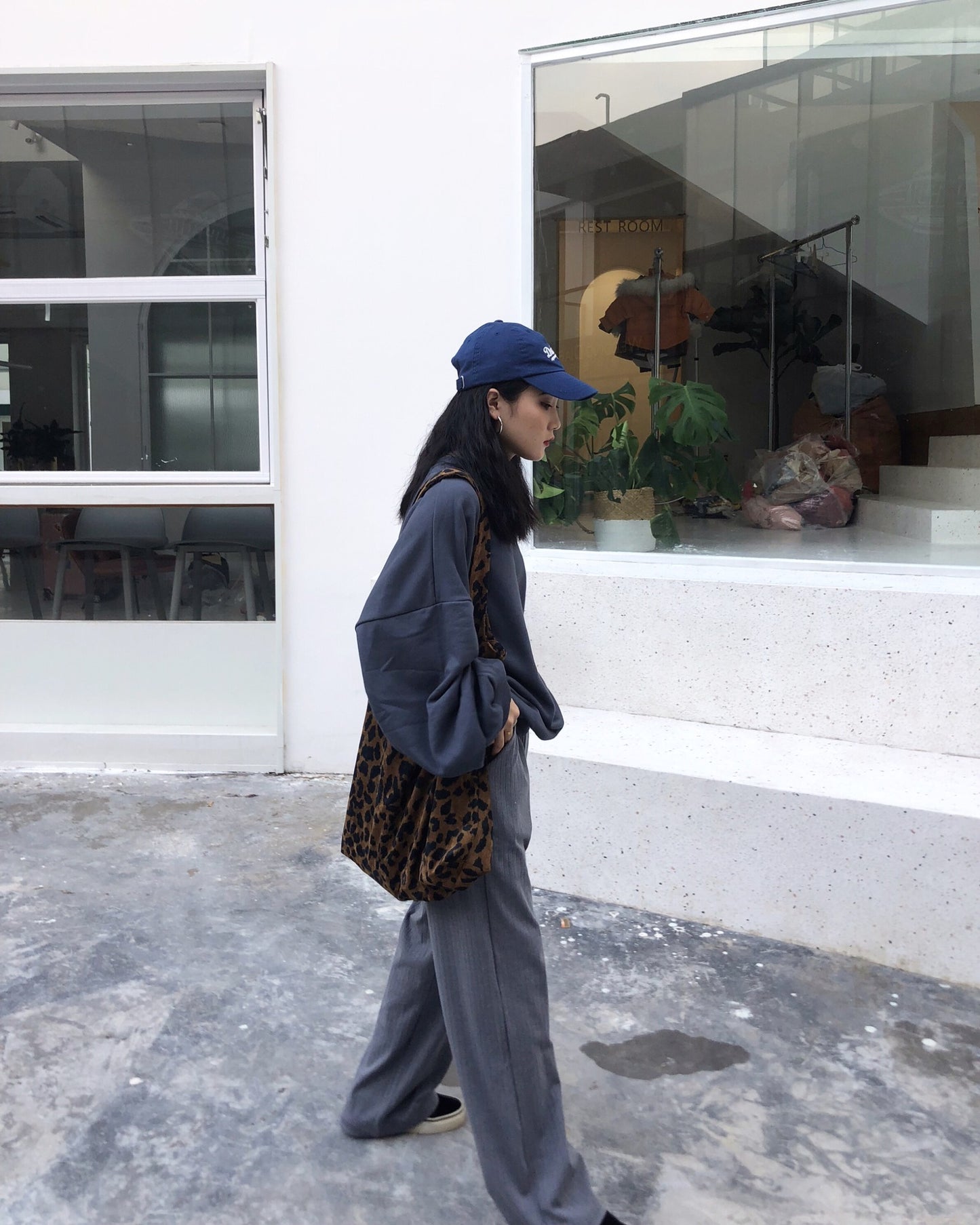 Corduroy leopard print bag