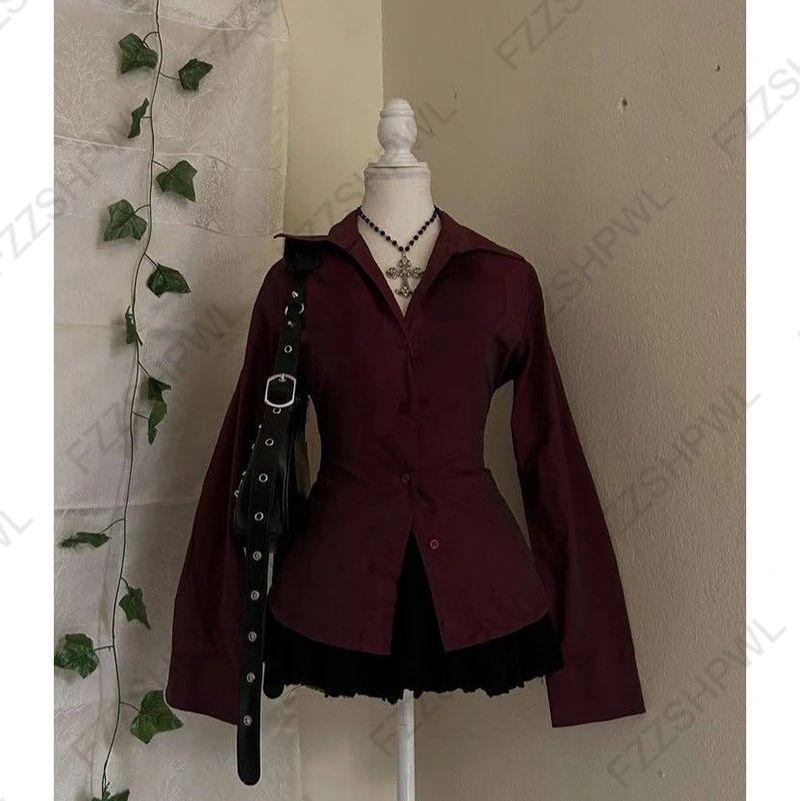 Ins-style Chic Commuter-striped Button-up Long-sleeve Shirt T-shirt For Women