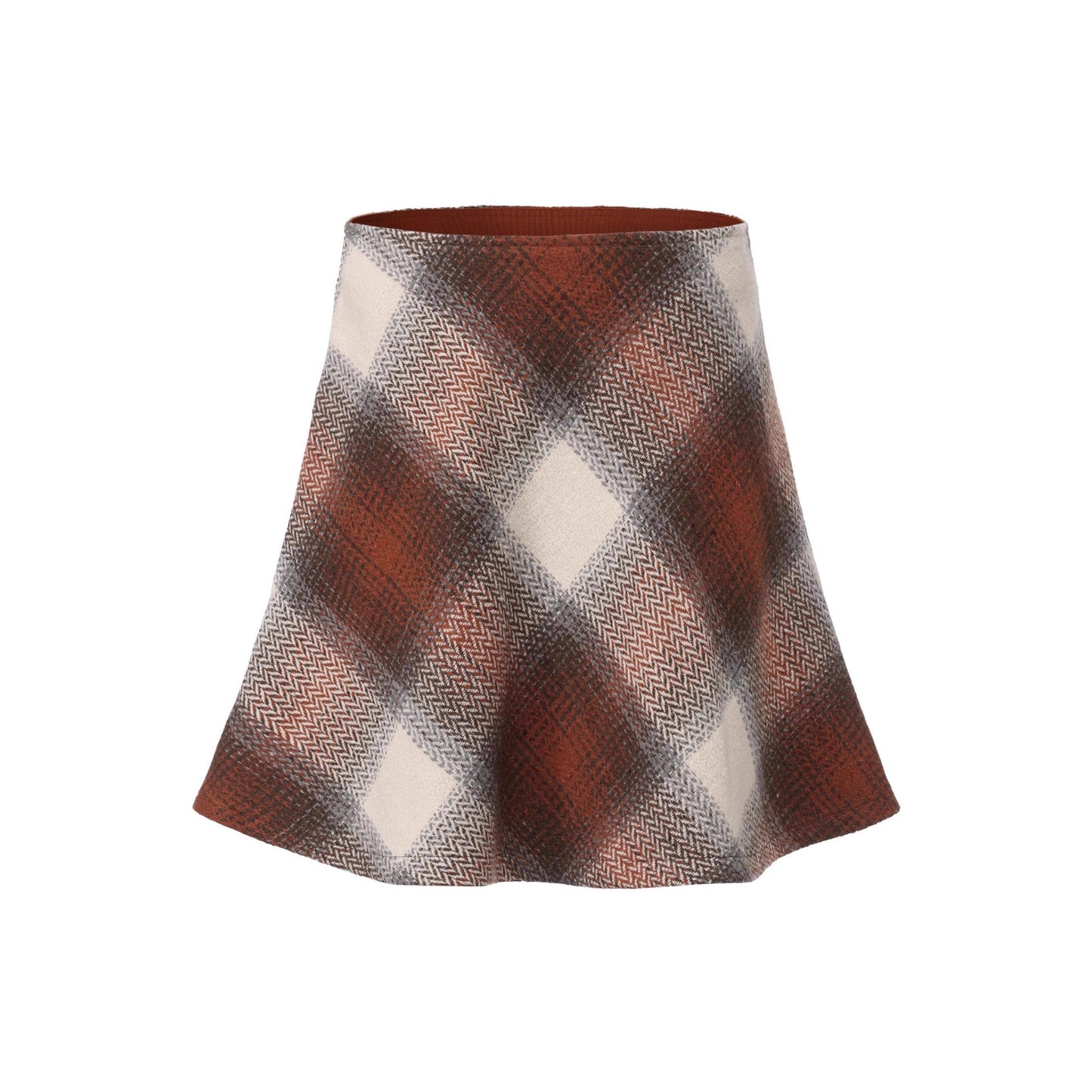 Woolen Midi High-waisted Plaid A-line Skirt European And American Style