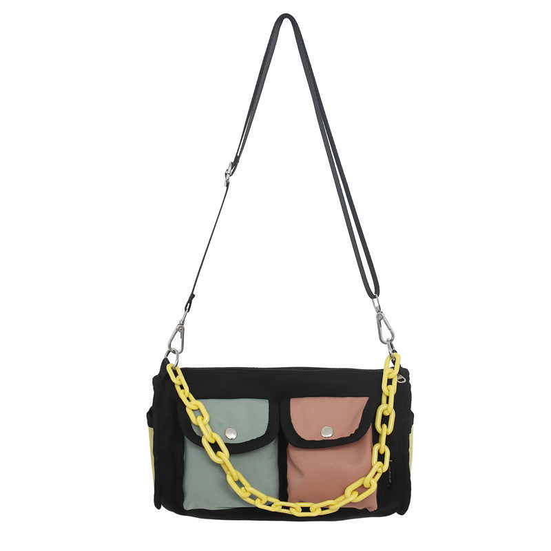 New Chain Ladies Messenger Bag Contrast Color Large Capacity