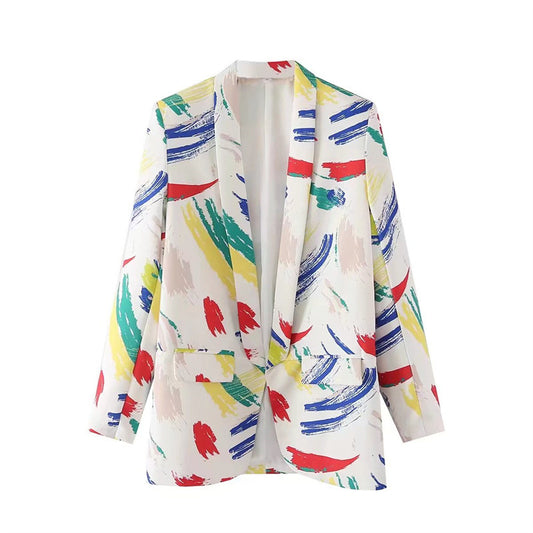 Casual Hipster Graffiti Printing Suit Jacket