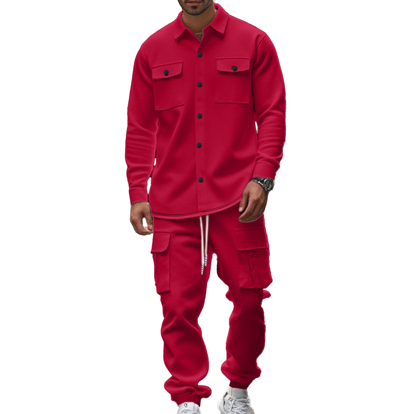 Hunting-style Lapel Jacket Loose And Warm Two-piece Set For Men