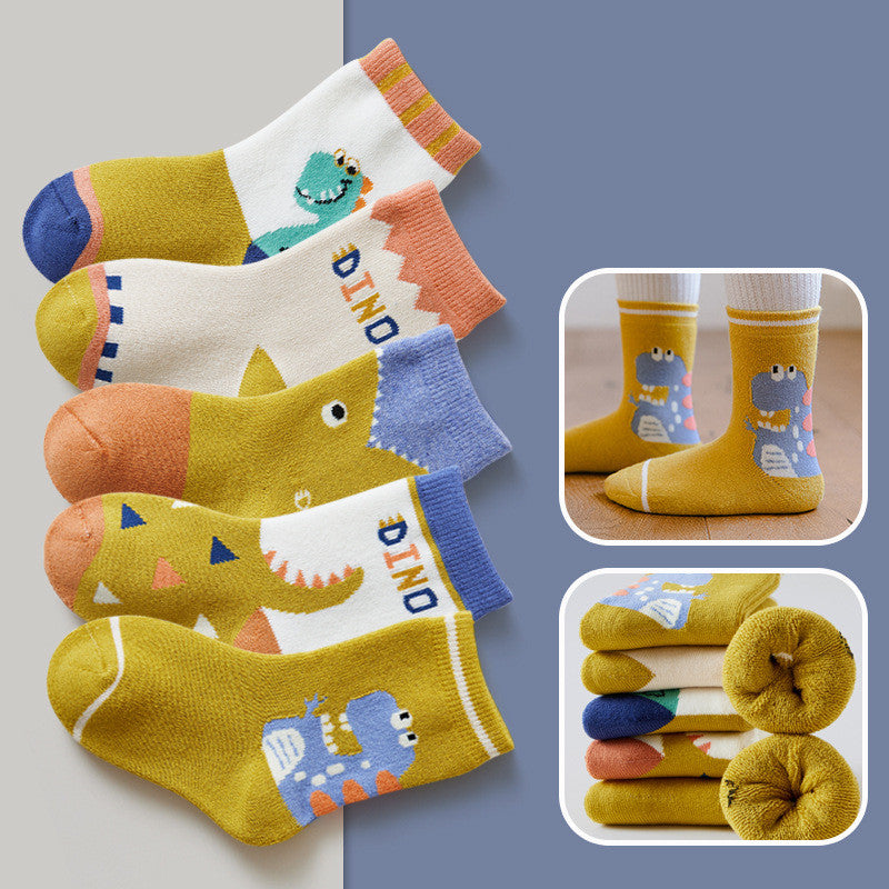 Children's Padded Terry-in-tube Baby Cotton Socks Cartoon Giraffe Towel