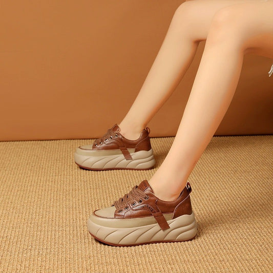 Leather Low-top Women's Lace-up Sports Casual Shoes