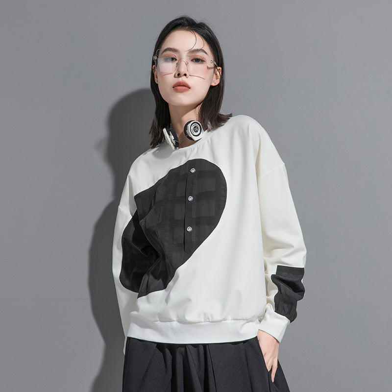 Splicing Semicircle Dark Series Loose-fitting Slim-fit Pullover