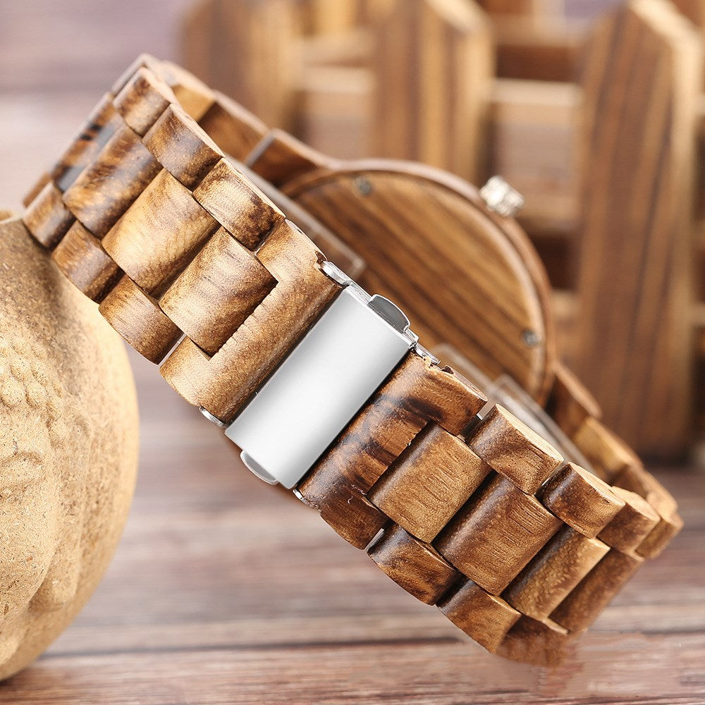 Fashion bamboo full wood strap Roman literal watch
