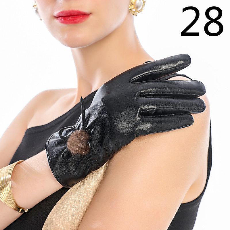 Men's Winter Riding Plus Velvet Thick Windproof Leather Gloves