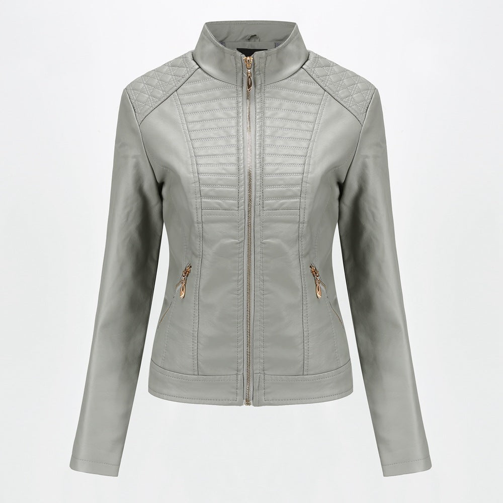 Chaqueta de cuero para motociclista para mujer
